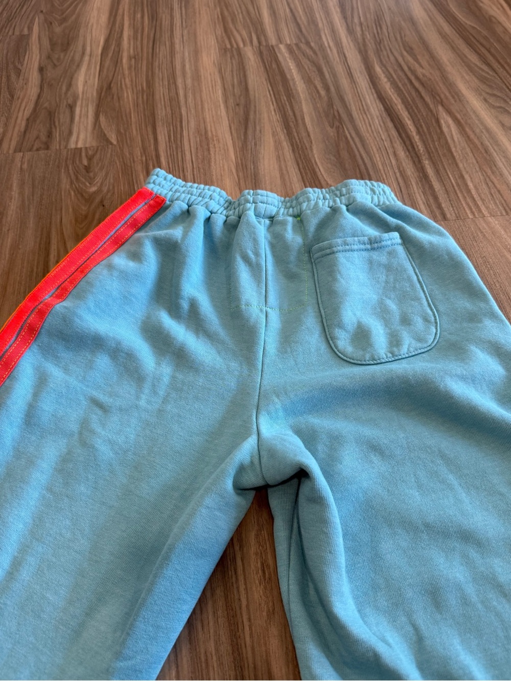 Aviator Nation 5 Stripe Wide Leg Pocket Sweatpants - Aqua / White Neon - Picture 13 of 15